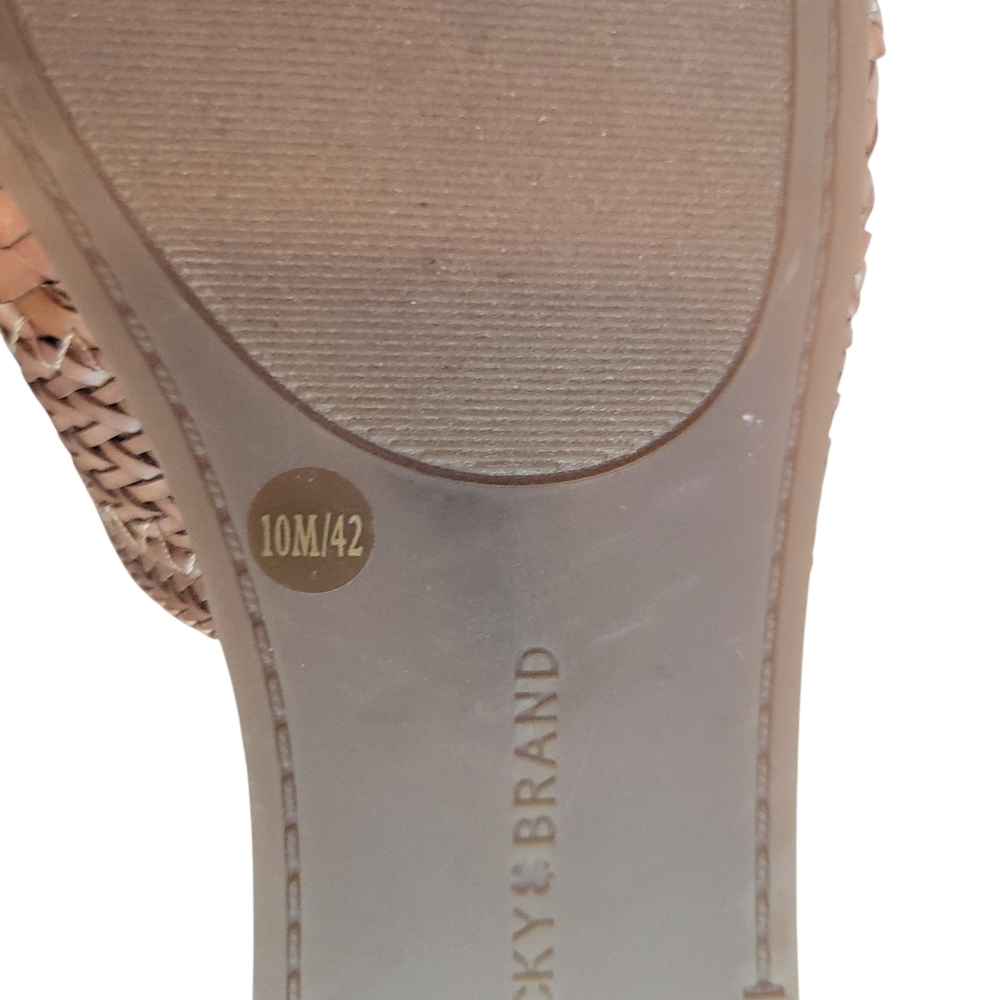 Lucky Brand Woven Leather Mule Loafers Tan Brown Slip On Size 10 Boho Coastal - Picture 7 of 8